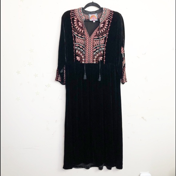 Johnny Was Dresses & Skirts - JOHNNY Was Aurore Black velvet embroidered midi dress